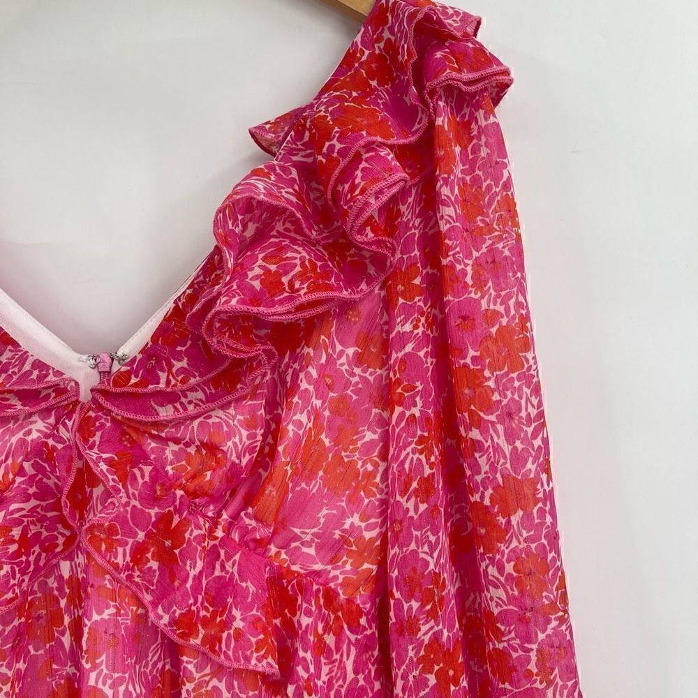 Aakaa floral plunge ruffle dress Sz S - Picture 3 of 10